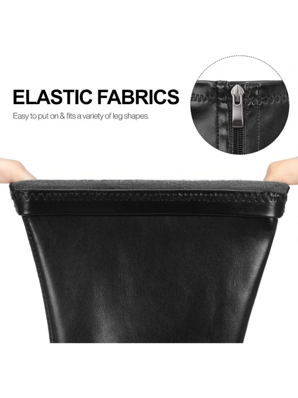 Women's Black Round Toe Side Zip Chunky Heel Fashion Tall Knee High Casual Boot